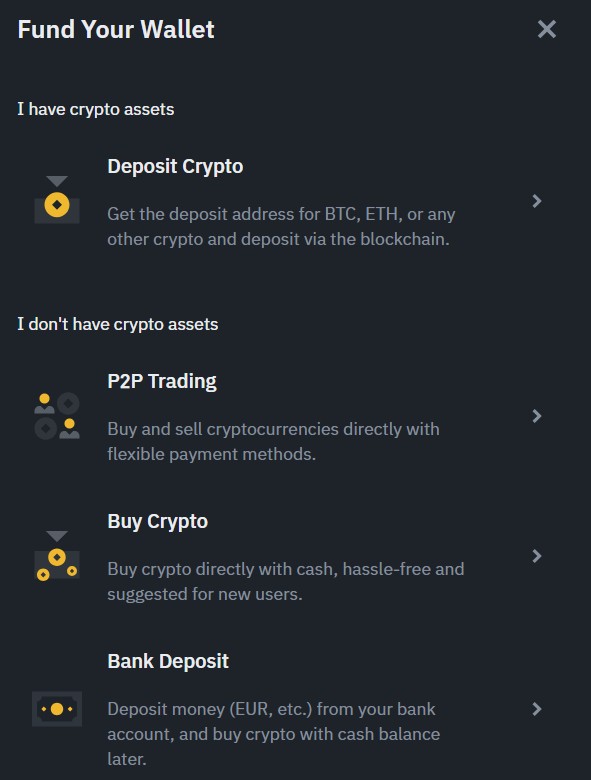 binance deposit methods