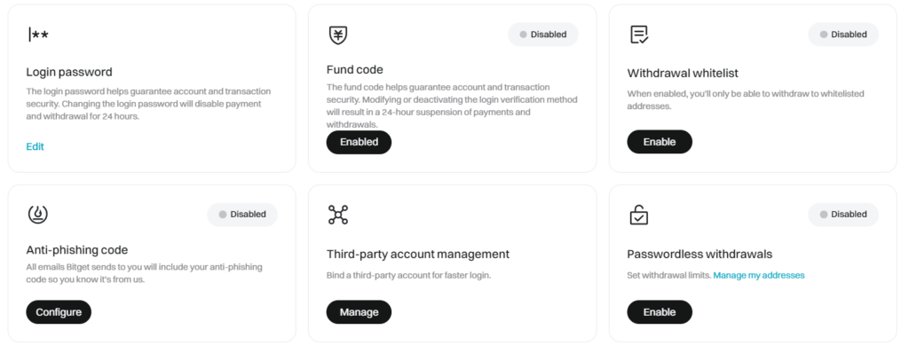 bitget security features